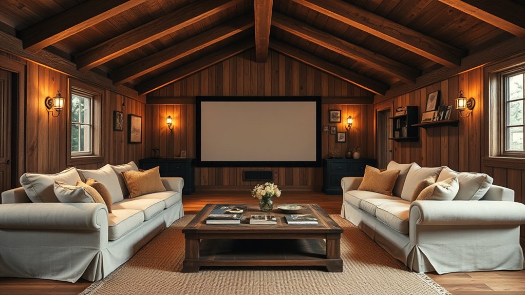 cozy farmhouse cinema retreat