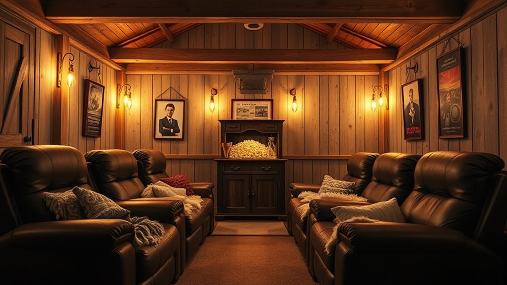 cozy farmhouse theater ambiance
